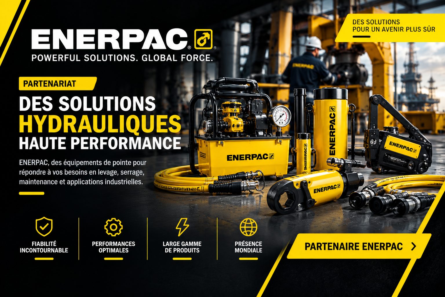 Vérins et pompes hydrauliques ENERPAC fournis par ATI Export